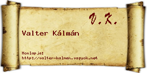 Valter Kálmán névjegykártya